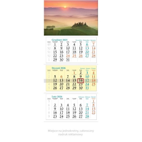 Kalendarz ścienny trójdzielny 320mm x 860mm Lucrum (KT12)