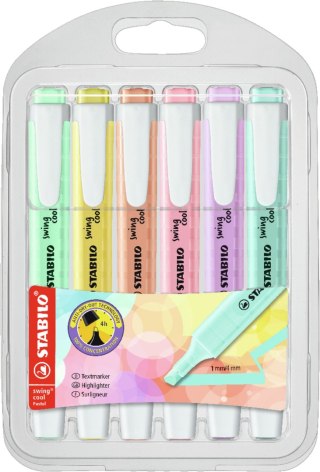 Zakreślacz Swing Cool Pastel edition wkład 6 kolorów 1,0-4,0mm Stabilo (275/6-08)