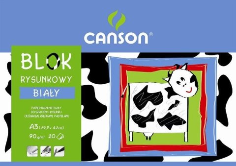 Blok rysunkowy A3 biały 90g 20k [mm:] 297x420 Canson (100302695)