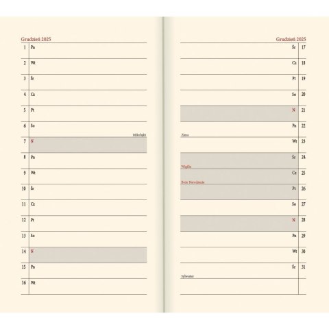 Kalendarz książkowy (terminarz) złoty A6 Lucrum (TR złoty)