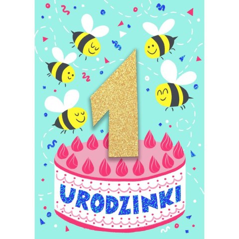 Kartka składana B6 Cyferki brokatowe [mm:] 120x170 Art Nuvo (5902973358629)