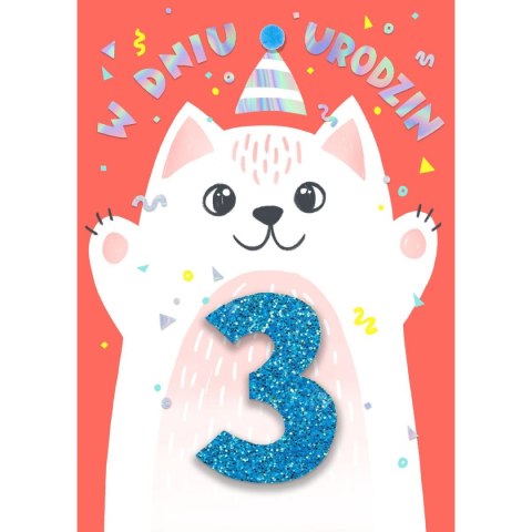 Kartka składana B6 Cyferki brokatowe [mm:] 120x170 Art Nuvo (5902973358629)