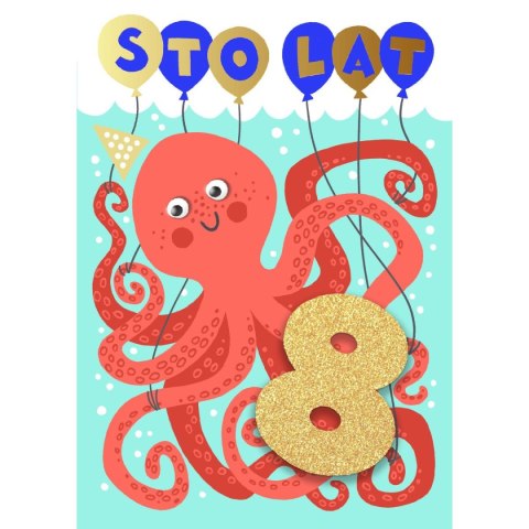 Kartka składana B6 Cyferki brokatowe [mm:] 120x170 Art Nuvo (5902973358629)