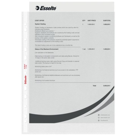 Koszulki na dokumenty at hand groszkowe A4 kolor: przezroczysty typu U 43 mic. Esselte (17786)