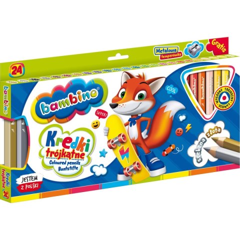 Kredki glinkowe BAMBINO trójkątne 24 kol. St.Majewski (5903235003240)