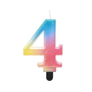 Świeczka urodzinowa cyferka 4, ombre, pastelowa, 8 cm Godan (SF-OPA4)