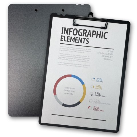 Deska z klipem (podkład do pisania) A4 MORANDI A4 z klipem czarna 5906910832647 czarny Penmate (TT8911)