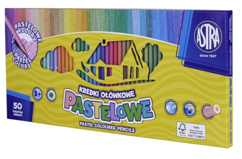 Kredki ołówkowe pastelowe 50 kol. Astra