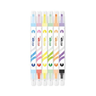 Zakreślacz zakreślacz i cienkopis 6kol 2w1 wkład mix 1,0-5,0mm Strigo (SSC443)