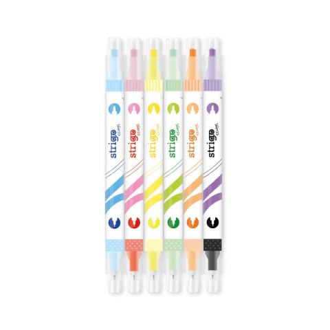 Zakreślacz zakreślacz i cienkopis 6kol 2w1 wkład mix 1,0-5,0mm Strigo (SSC443)