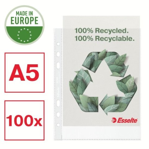 Koszulki na dokumenty Recycled groszkowe A5 kolor: bezbarwny typu U 70 mic. Esselte (627495)