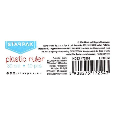 Linijka plastik 30cm Starpak (472865)