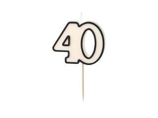 Świeczka urodzinowa liczba 40, 5,5cm, biało-czarny Partydeco (SCU16-40)