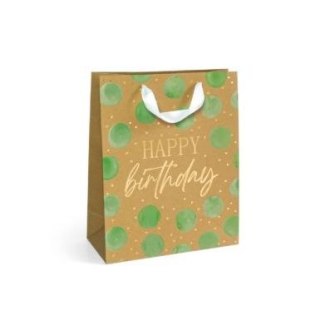 Torba prezentowa urodzinowe kropki zielony, L, 5szt. [mm:] 320x260x 120 Argo (257057)