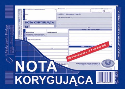 Druk offsetowy A5 nota korygująca VAT netto pełna A5 80k. Michalczyk i Prokop (108-3)