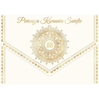 Kartka składana A5 Karnet A5 KOMUNIA KOPERTA IHS Henry (5905701482207)