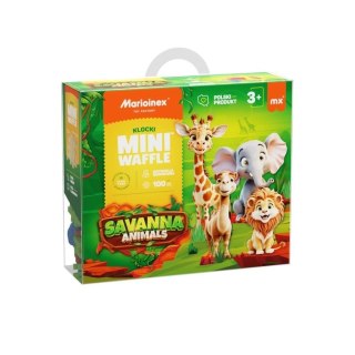 Klocki konstrukcyjne Mini Waffle 100el Animals Sawanna Marioinex (5903033907085)