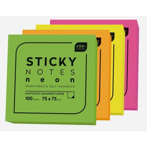 Notes samoprzylepny (karteczki) mix 100k [mm:] 75x75 Interdruk (IKARSAM100N)