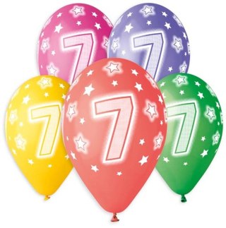 Balon gumowy Premium Hel z nadrukiem 7, 13 cali/5 sztuk mix 330mm 13cal Godan (GS120/7)