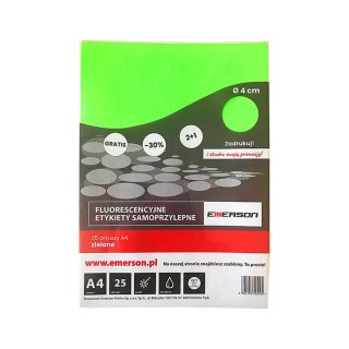 Etykieta samoprzylepna A4 kółka 40 mm zielony Emerson (ETOKZIE02x025x010)