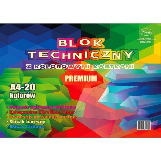 Blok techniczny kolor A4 mix 160g 20k Protos