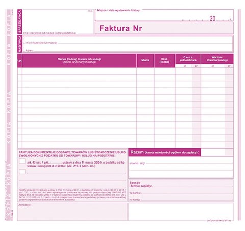 Druk offsetowy 2/3 A4 Faktura VAT 80k. Michalczyk i Prokop (198-2E)