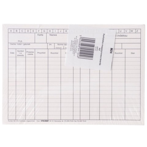 Druk samokopiujący A5 kartoteka magazynowa (karton twardy) A5 100k. Stolgraf (M24)