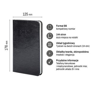 Kalendarz książkowy (terminarz) Premium Lux B7 Press (tygodniowy)