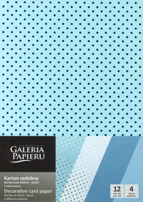 Papier ozdobny (wizytówkowy) A4 metaliczne kropki błękit błękitny 200g Galeria Papieru (208930)