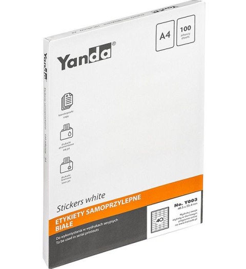 Etykieta samoprzylepna A4 Y003 biała [mm:] 48,5x25,4 Yanda (150-1466)