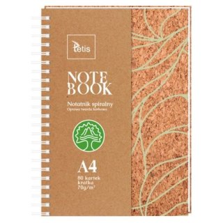 Kołozeszyt (kołonotatnik) A4 A4 oprawa korkowa 5903242103407 80k. 70g krata Tetis (KB050-KA4)