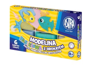 Modelina 6 kol. pastelowa-brokatowa mix Astra (304118001)