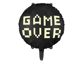Balon foliowy Game over, 45 cm, czarny 18cal Partydeco (FB226)