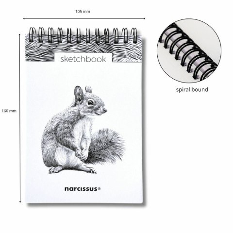 Blok artystyczny szkicownik wiewiórka A6 120g 60k Narcissus
