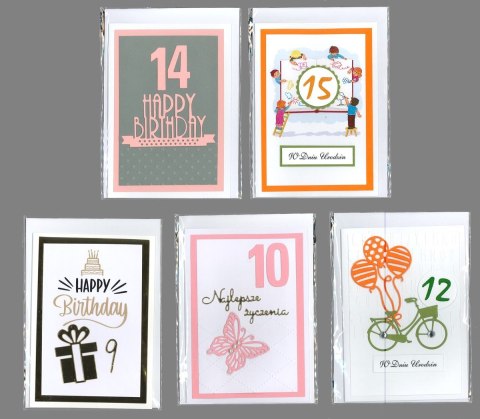 Kartka składana C6 urodziny cyfra dziecięce ręcznie zdobiona Deco Styl (C6)