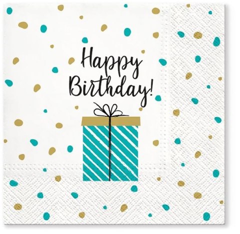 Serwetki Birthday Gift mix bibuła [mm:] 330x330 Paw (TL702900)