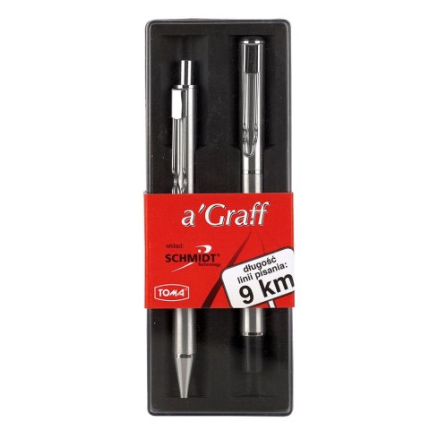 Zestaw piśmienniczy czarny, srebrny Toma (TO-221)