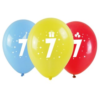 Balon gumowy z nadrukiem cyferki - 7 (3 szt.) mix 280mm Arpex (KB1962-7-9944)