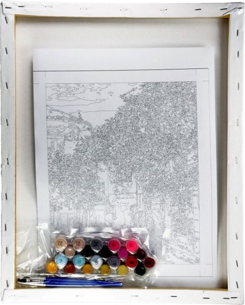 Zestaw kreatywny Malowanie po numerach 40x50cm Uliczka z kwitnącymi drzewami Flamingo Line (fys055)