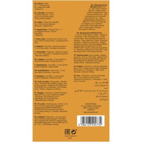 Długopis Cristal wkład czarny 1,2mm Bic (949880)