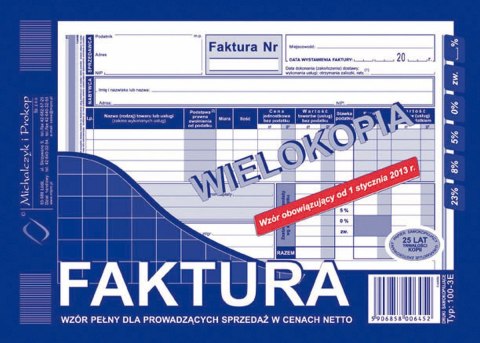 Druk samokopiujący A5 Faktura VAT netto pełna 80k. Michalczyk i Prokop (100-3E)