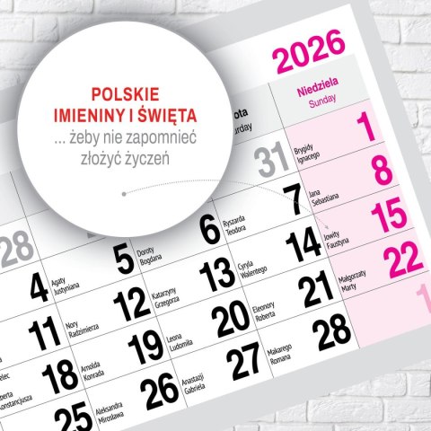 Kalendarz ścienny PREMIUM trójdzielny A4 Press (PIES)