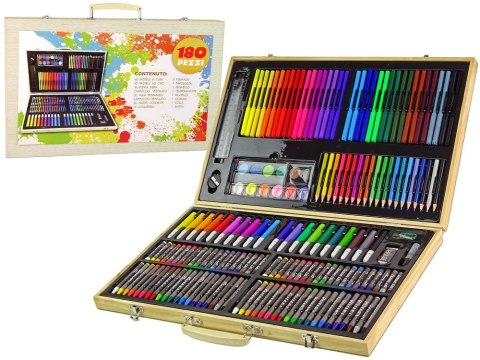 Zestaw kreatywny dla dzieci Zestaw Artystyczny Do Malowania Drewniana Walizka 180 Elementów Lean (14743)