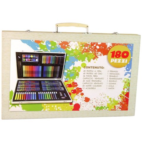 Zestaw kreatywny dla dzieci Zestaw Artystyczny Do Malowania Drewniana Walizka 180 Elementów Lean (14743)