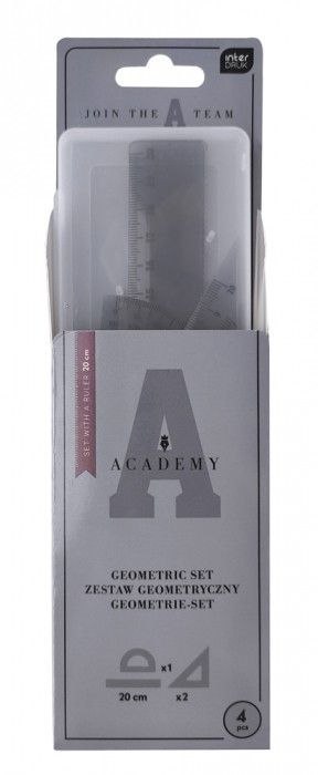 Komplet geometryczny Academy z linijką 20 cm 4 el. Academy