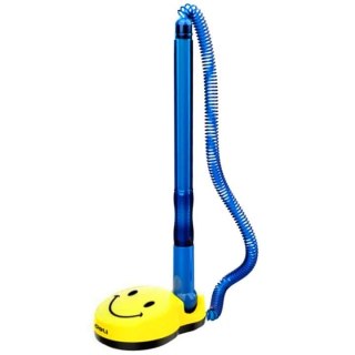 Pióro kulkowe na naboje SMILE niebieski na podstawce 0,7 6973504000170 wkład niebieskie 0,7mm Deli (EQ50BL)
