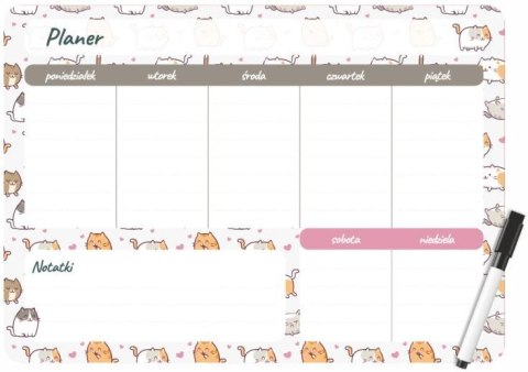 Podkład na biurko KITTENS PLANER MAGNETYCZNY TYGODNIOWY mix PVC PCW [mm:] 350x250 Biurfol (PM-02-35)
