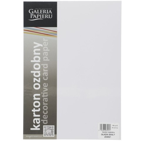 Papier ozdobny (wizytówkowy) A4 gładki biały biały 160g Galeria Papieru (202821)