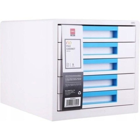 Pojemnik z szufladami biało-niebieski 5 szuflad [mm:] 277x344x259 Deli (EZ01033)