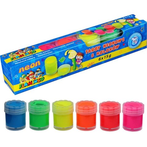 Farby plakatowe neonowe kolor: mix 6 kolor. Flamingo (FP6N)